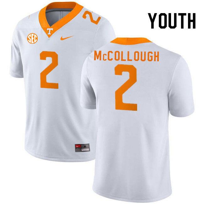 Youth #2 Jaylen McCollough Tennessee Volunteers College Football Jerseys Stitched Sale-White - Click Image to Close